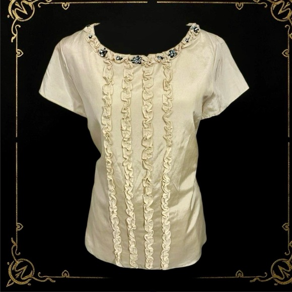 Rare BODEN LIMITED EDITION Embellished Silk Blend Top in Champagne Womens Sz 8 - Picture 1 of 14